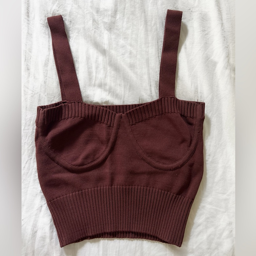 Zara Brown Knit Crop Top